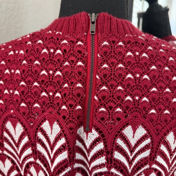 DANIEL RAINN Anthropologie Burgundy Lace Short Sleeve Sweater Small - Picture 10 of 12